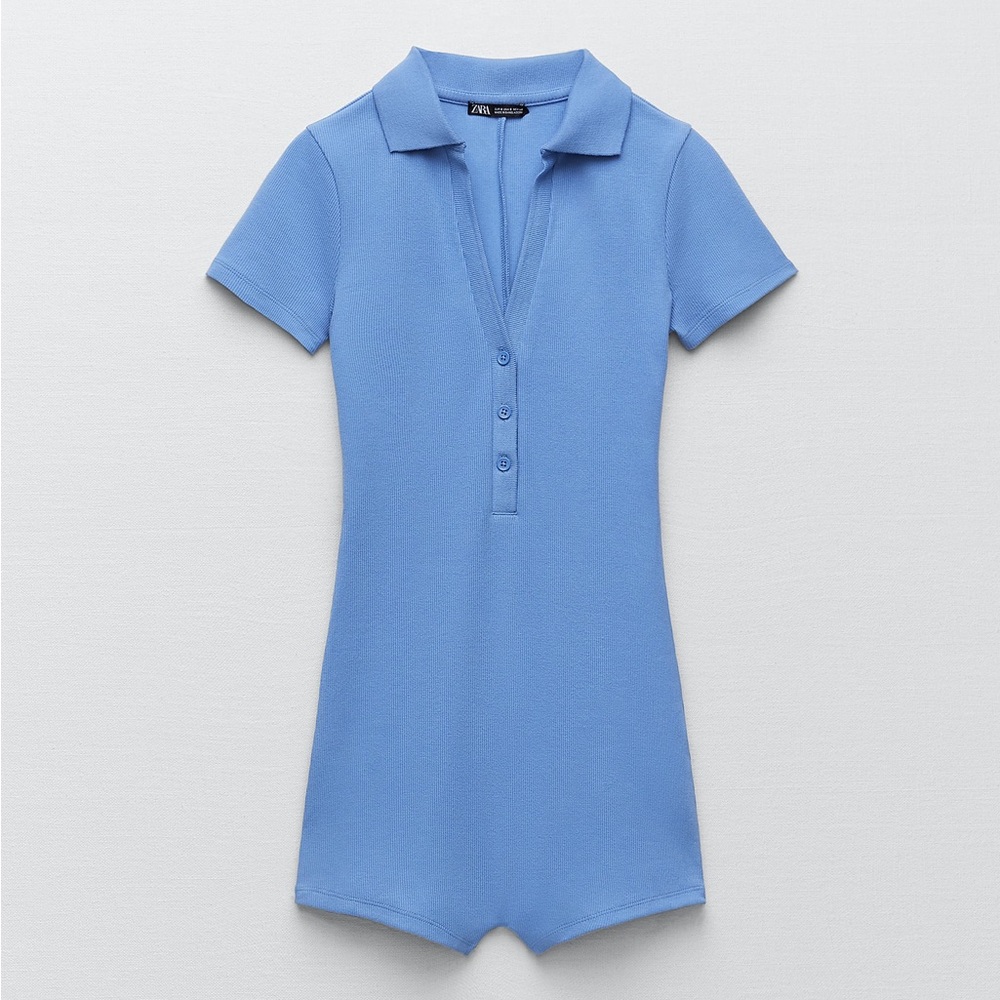 Zara Blue Button-up Bodysuit/Romper
